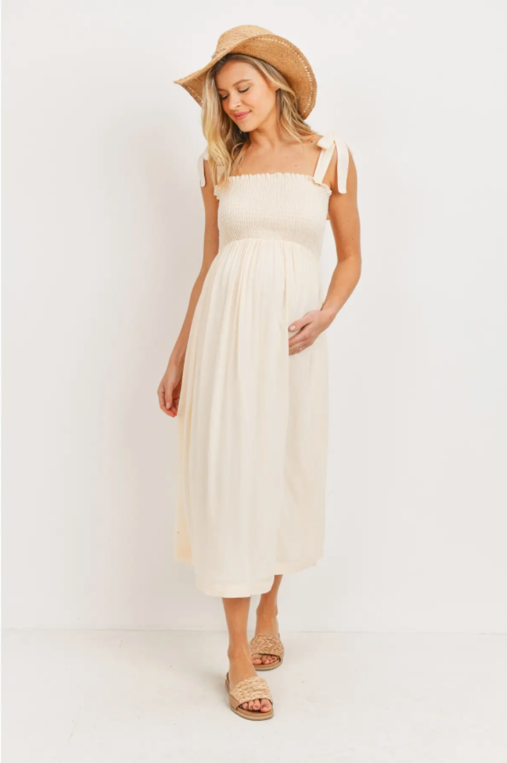 Shoulder Tie Midi Dress