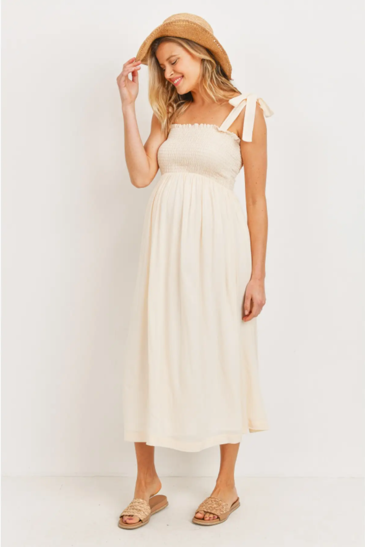 Shoulder Tie Midi Dress