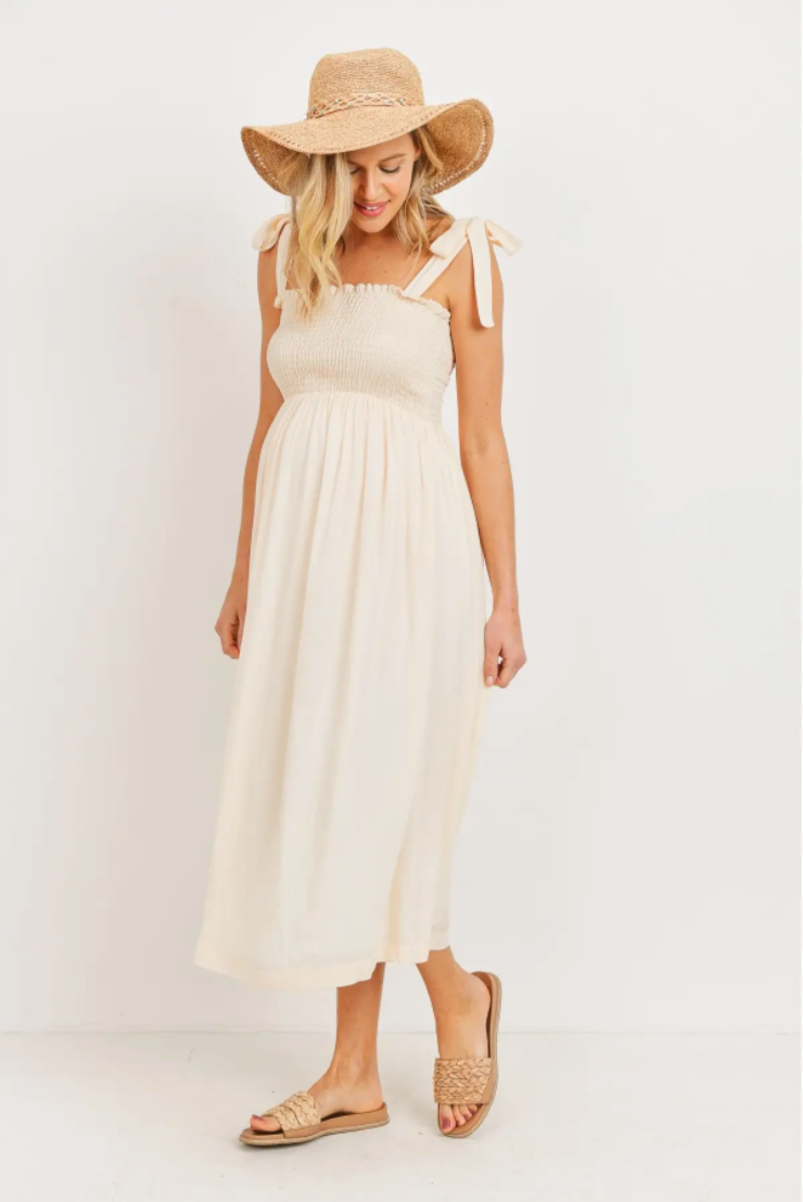 Shoulder Tie Midi Dress