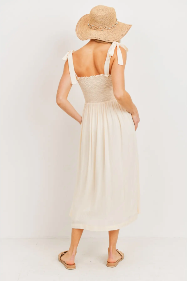 Shoulder Tie Midi Dress