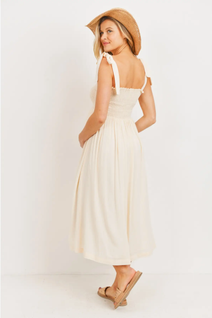 Shoulder Tie Midi Dress