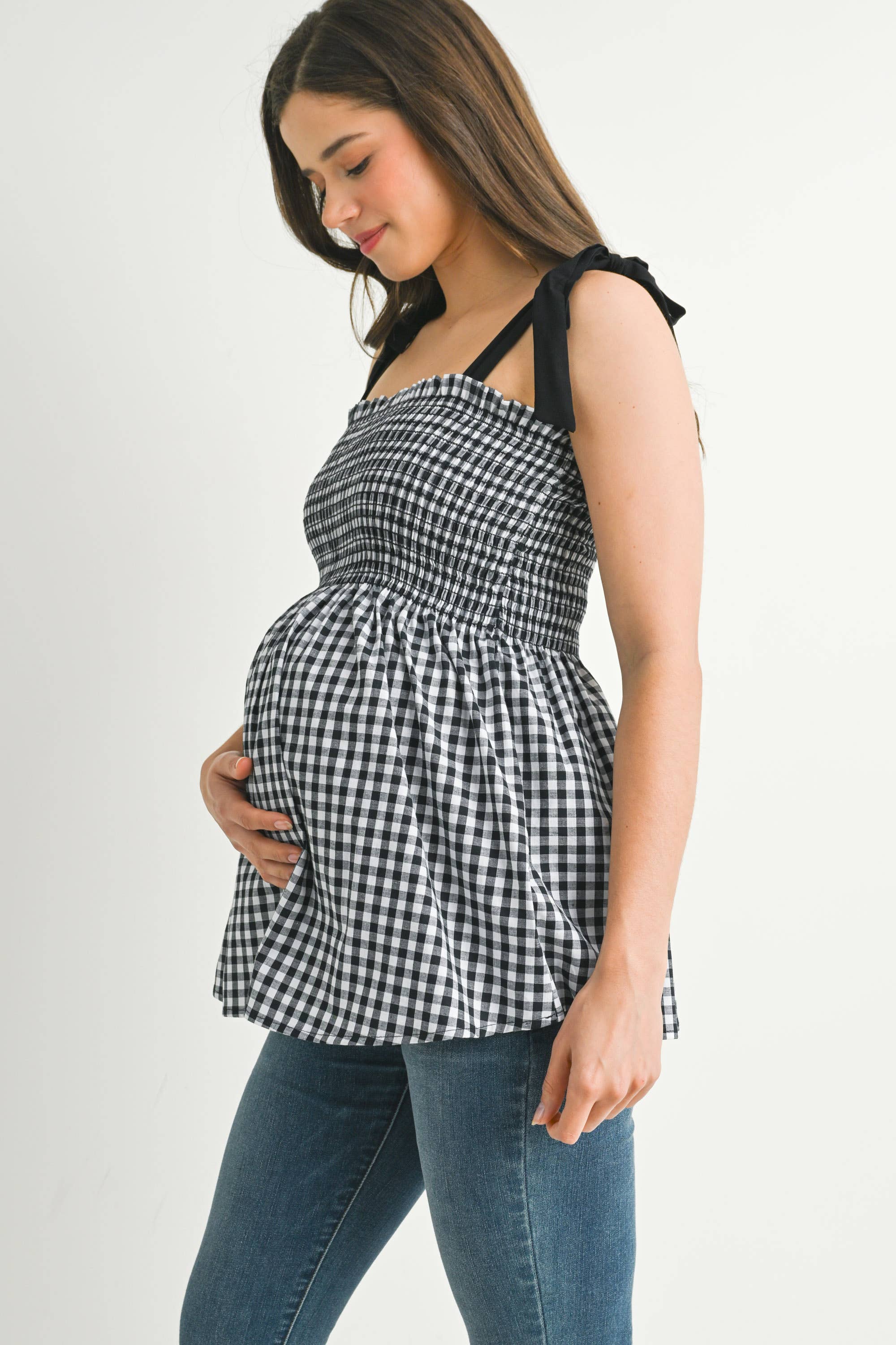 Lorna Gingham Babydoll Tank Top