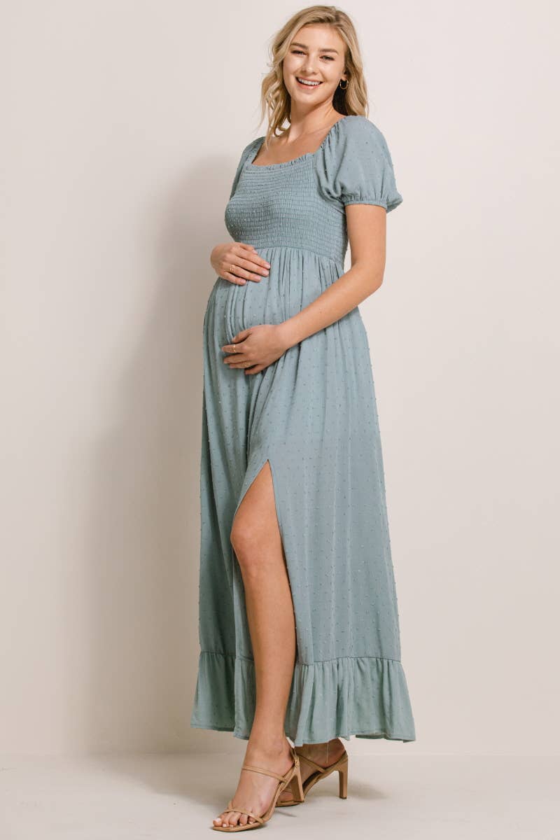 Rebecca Swiss Dot Puff Sleeve Maxi