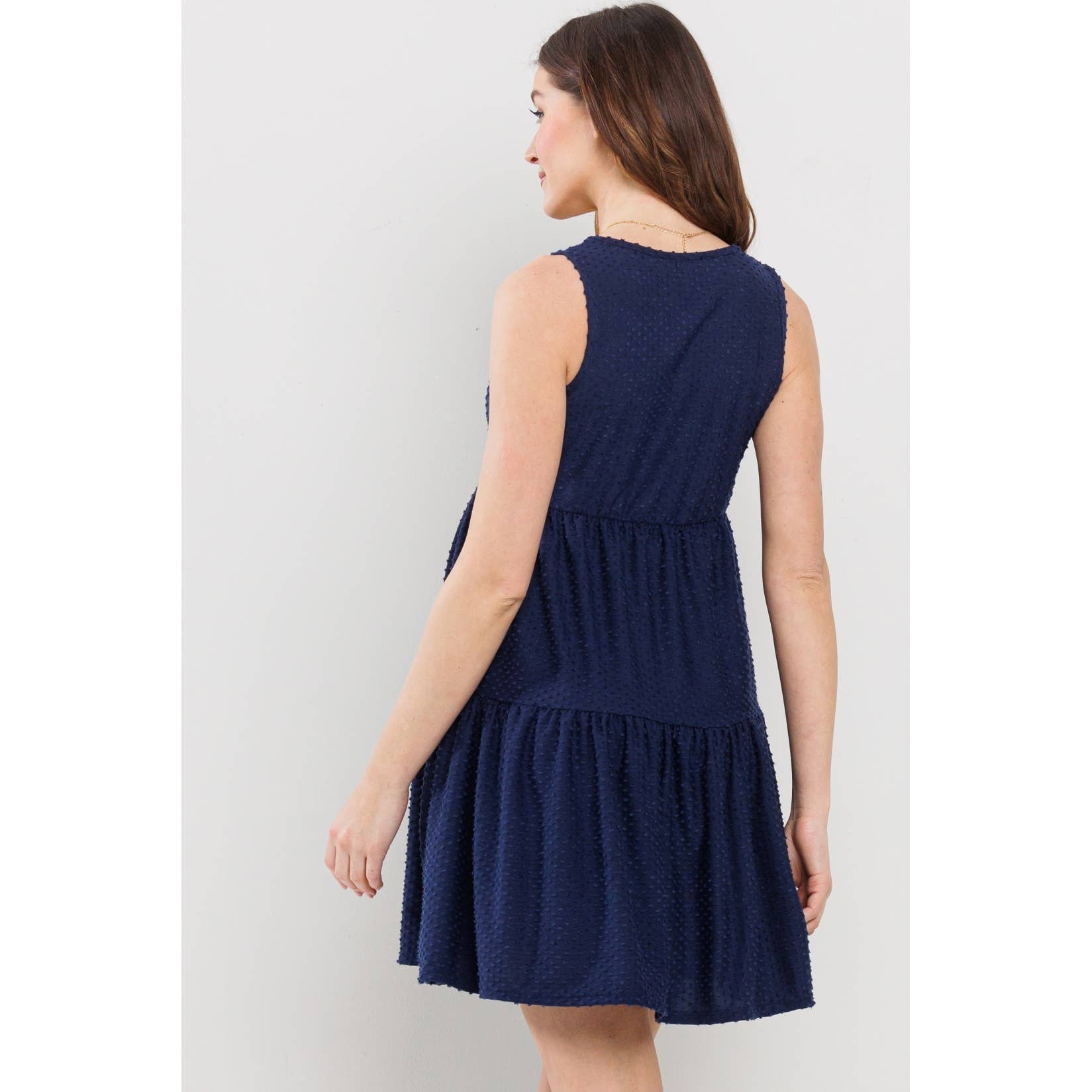 Sunday Ruffle Hem Mini Dress (Navy)