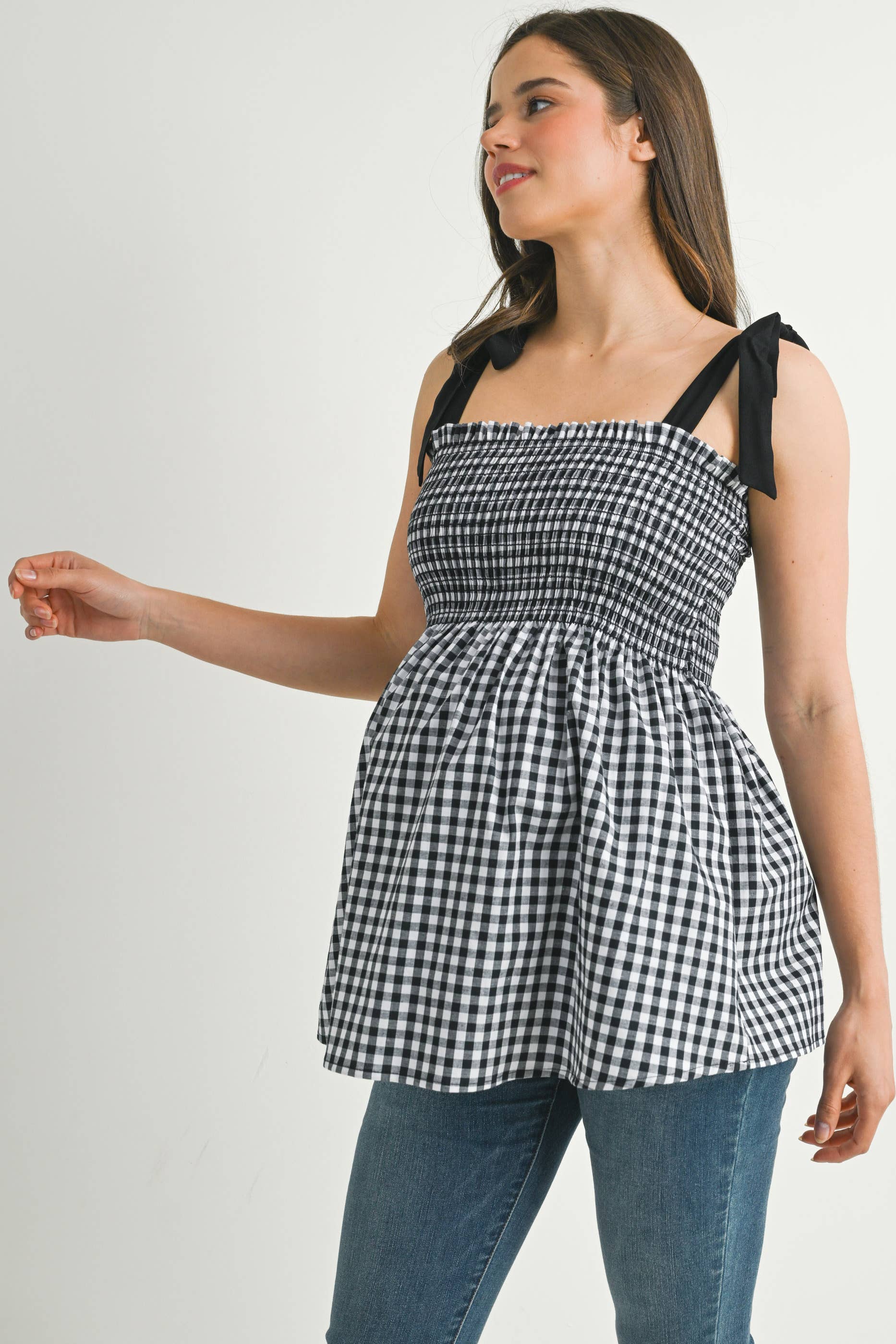 Lorna Gingham Babydoll Tank Top