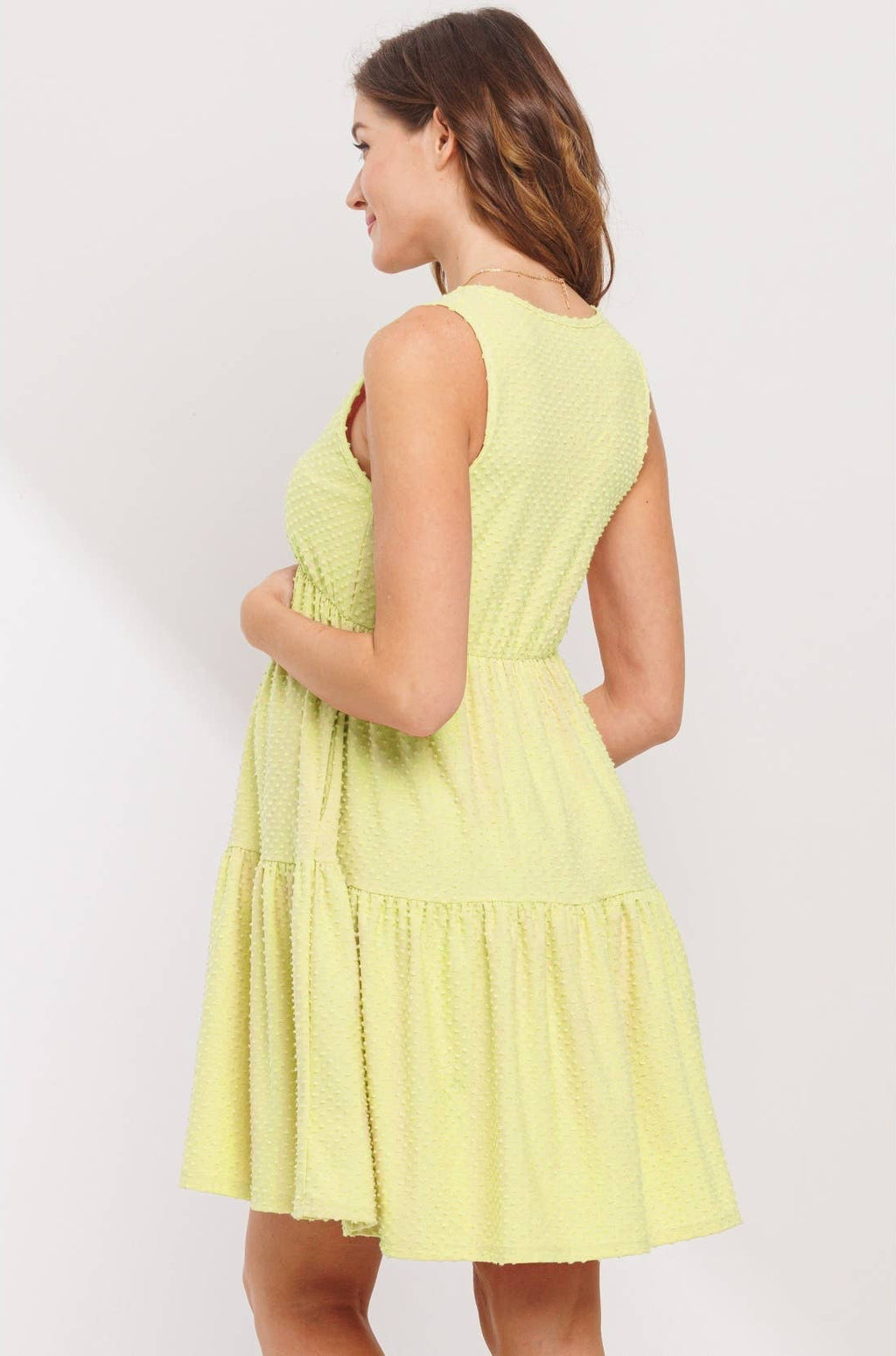 Sunday Ruffle-Hem Mini Dress (Lime)