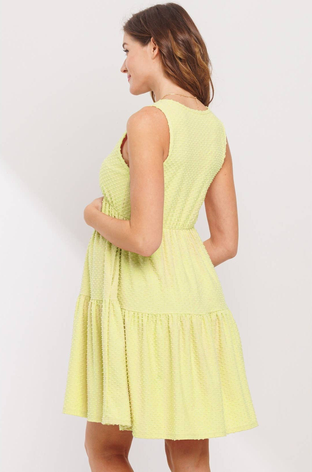 Sunday Ruffle-Hem Mini Dress (Lime)
