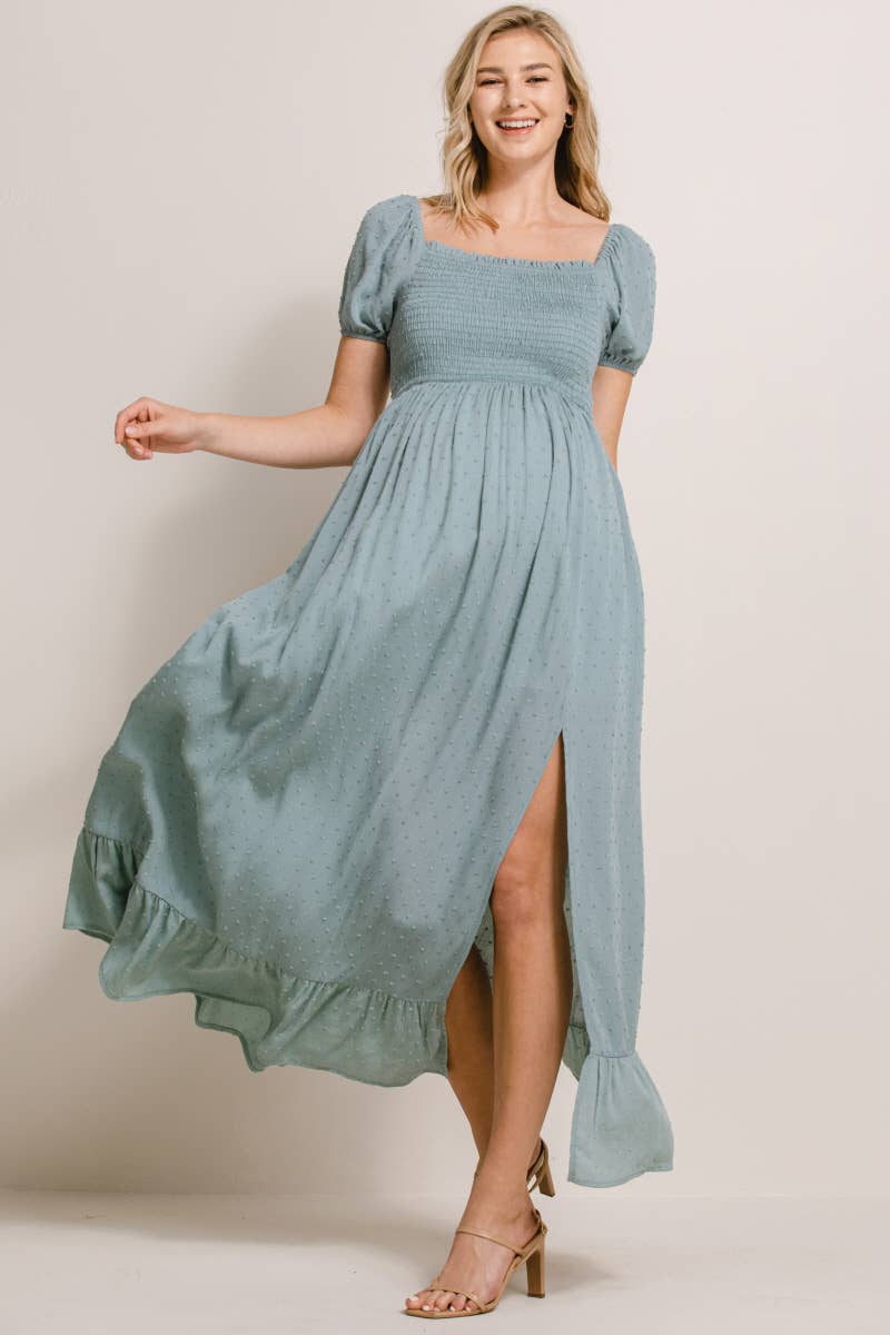 Rebecca Swiss Dot Puff Sleeve Maxi