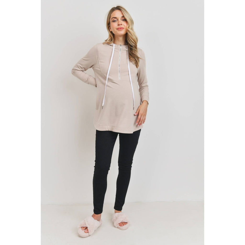 Terry Half-Zip Maternity & Nursing Hoodie
