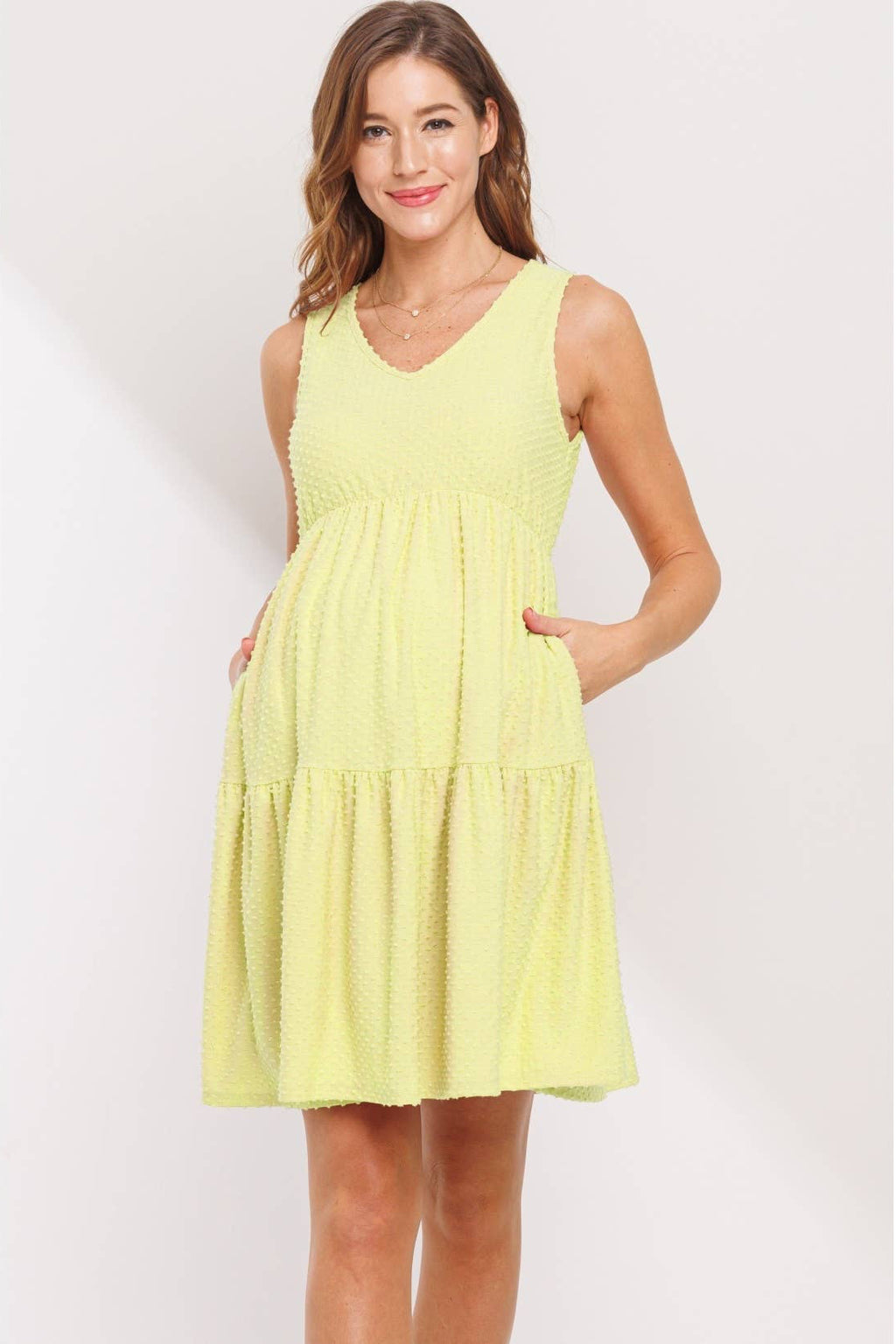 Sunday Ruffle-Hem Mini Dress (Lime)