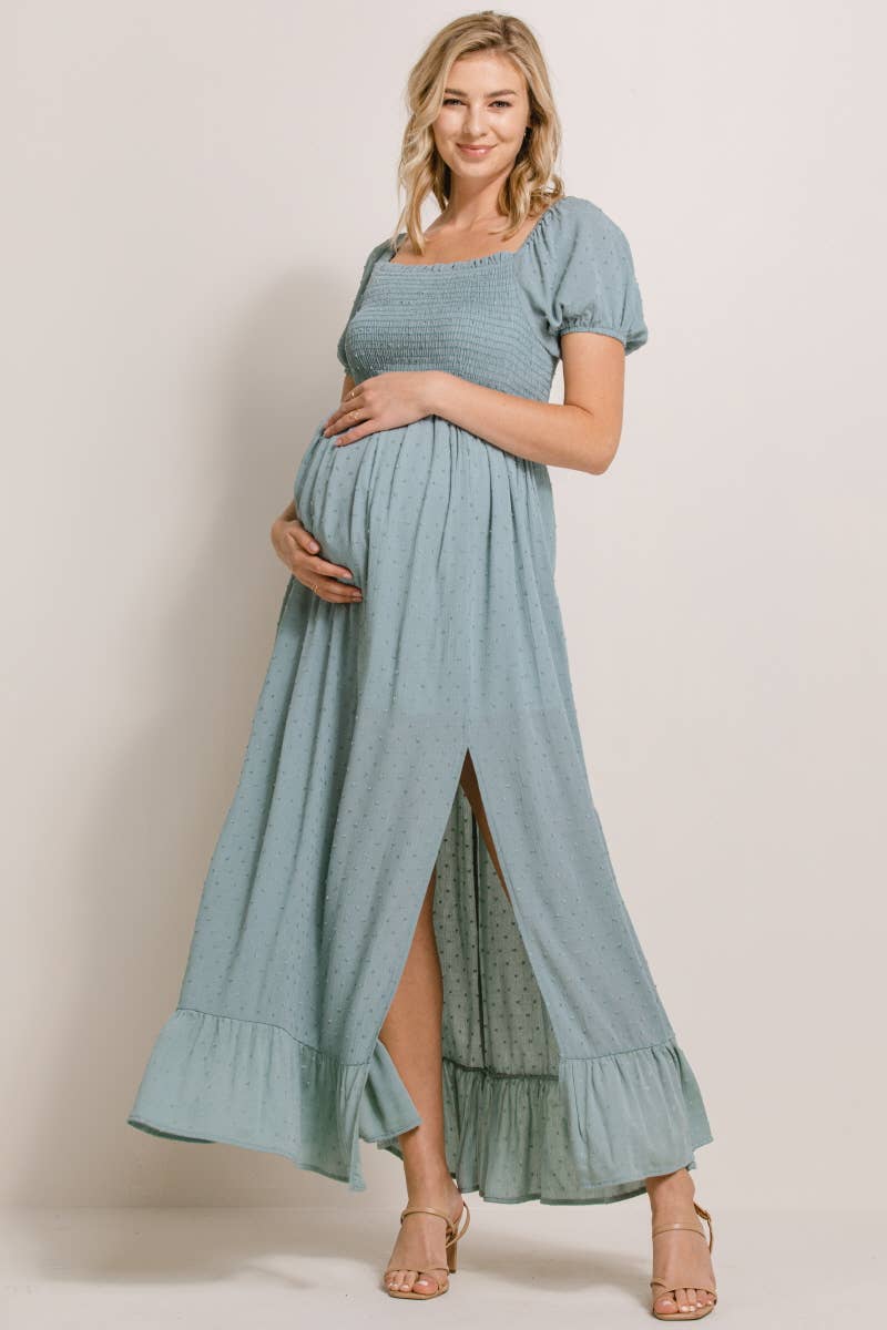 Rebecca Swiss Dot Puff Sleeve Maxi