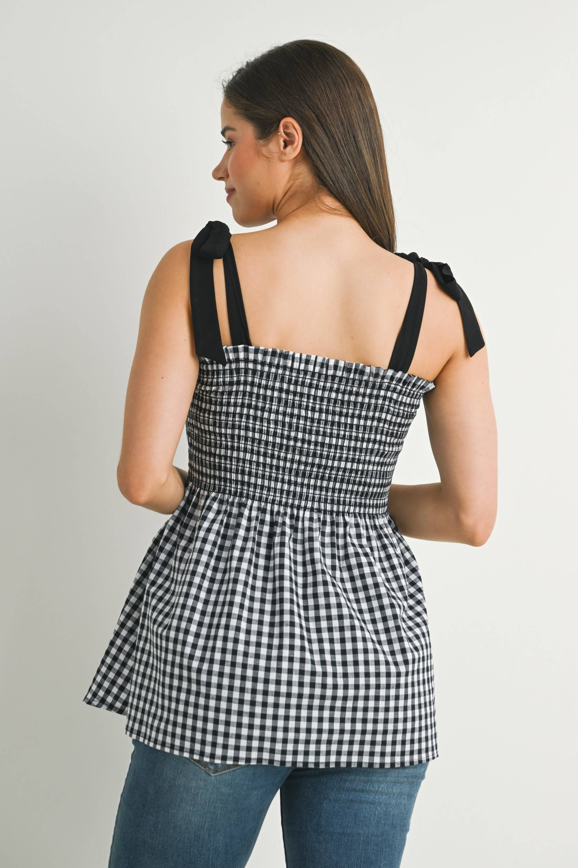 Lorna Gingham Babydoll Tank Top