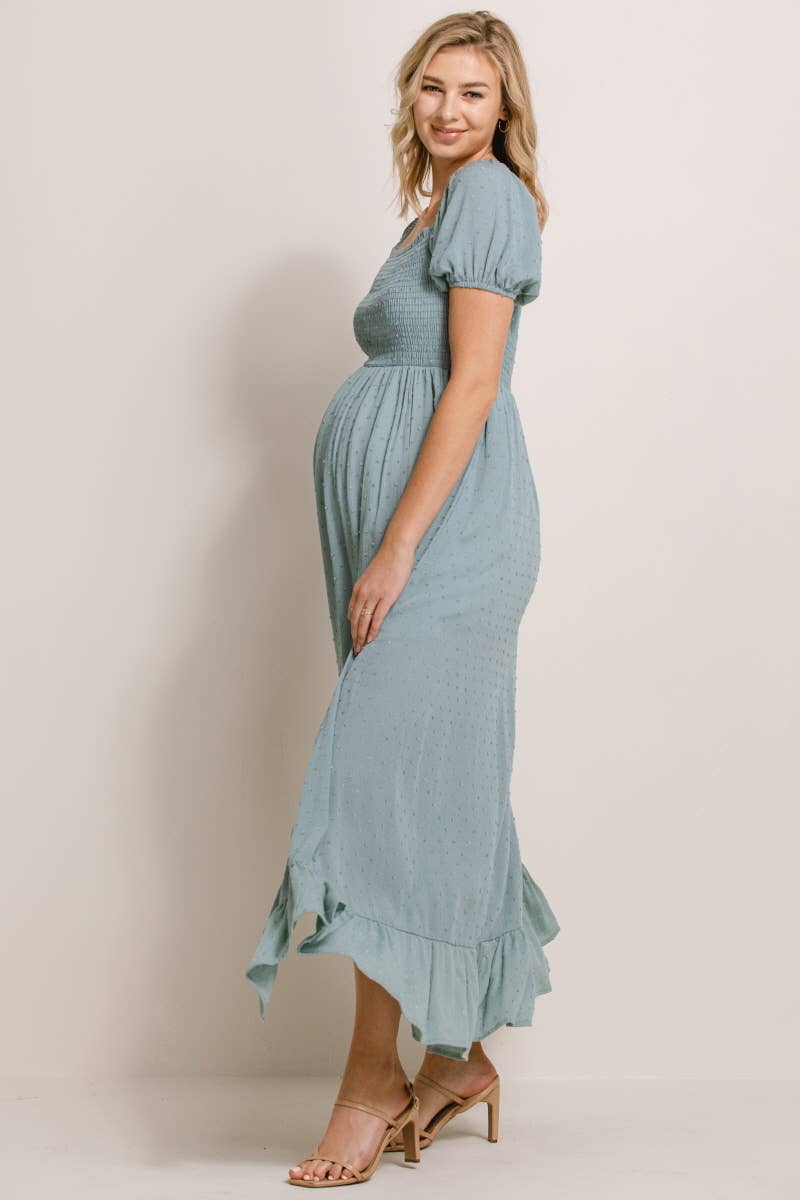 Rebecca Swiss Dot Puff Sleeve Maxi