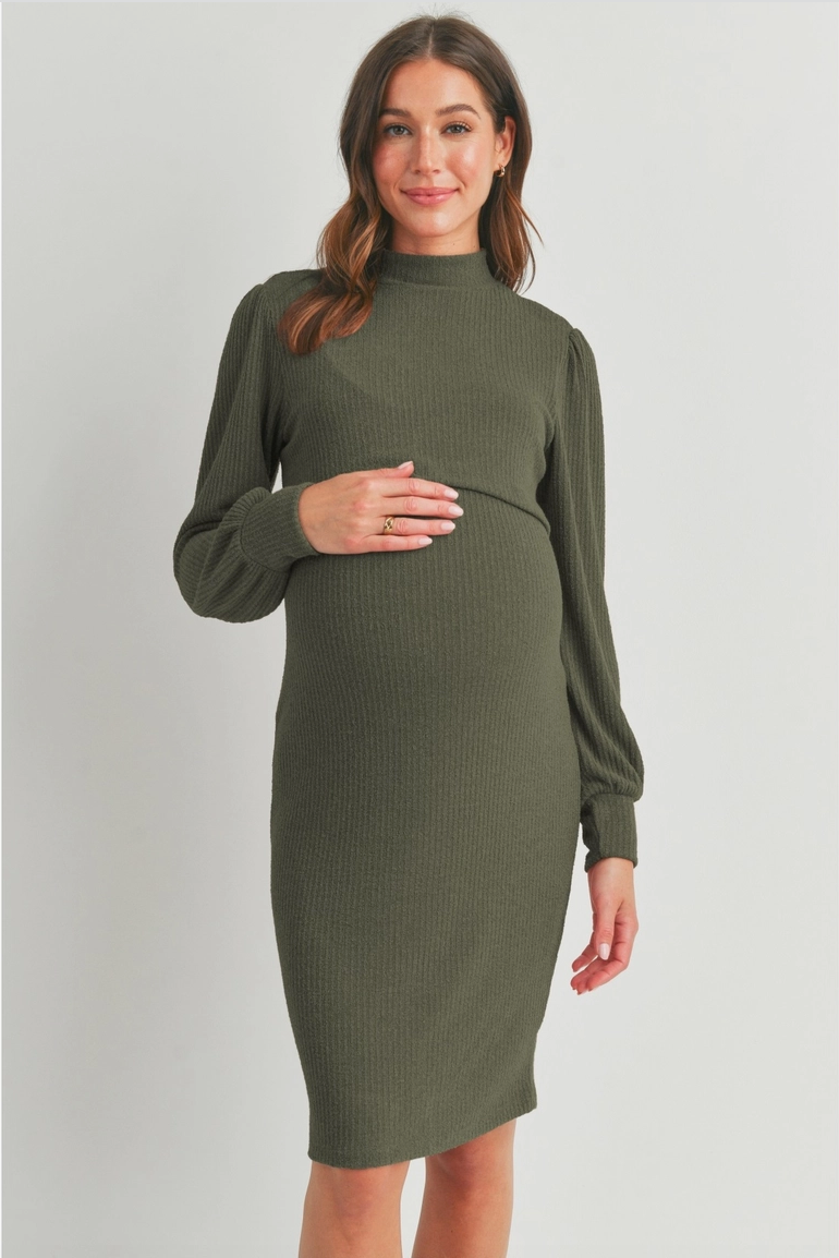 Mock Neck Ribbed Dress