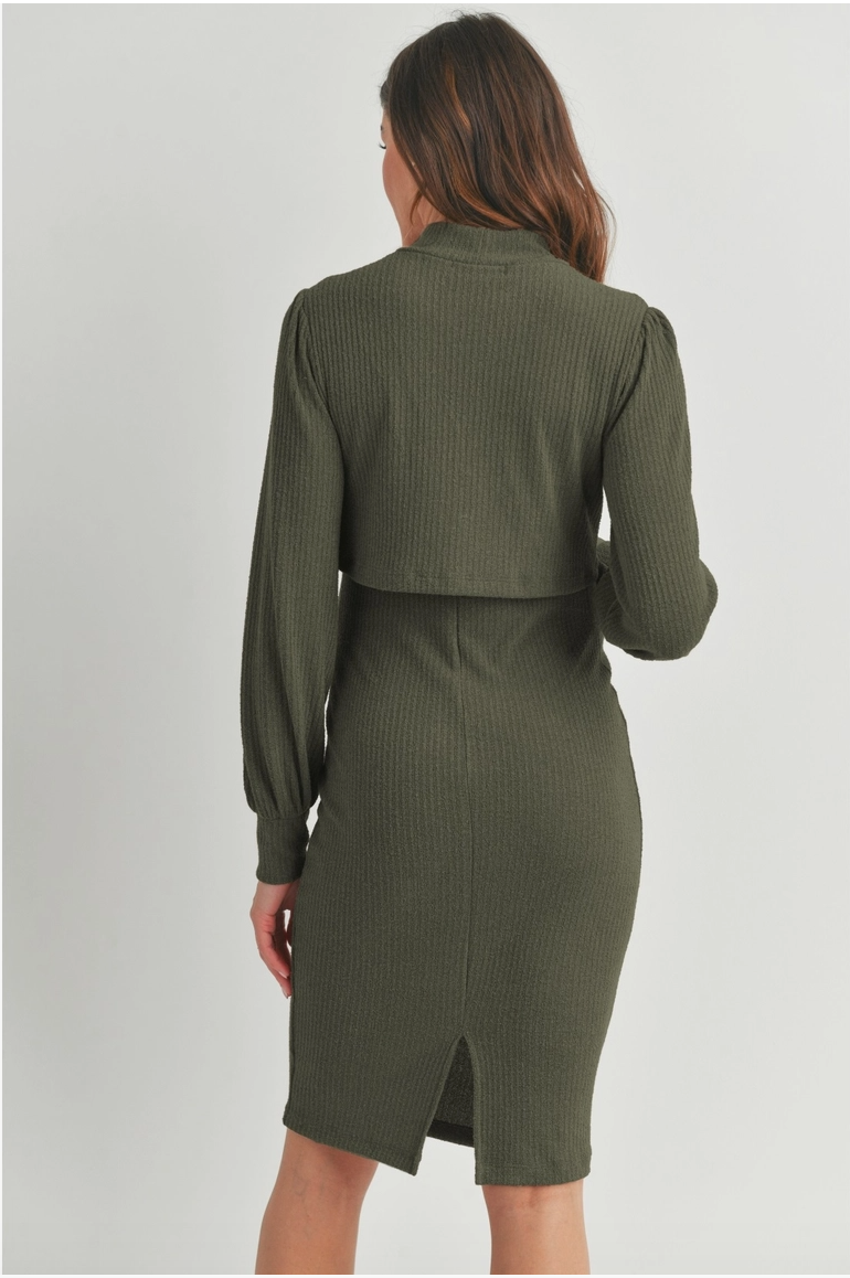 Mock Neck Ribbed Dress