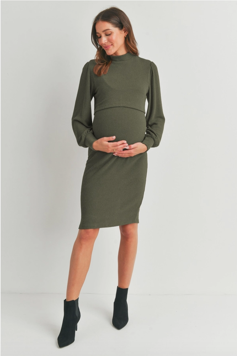 Mock Neck Ribbed Dress