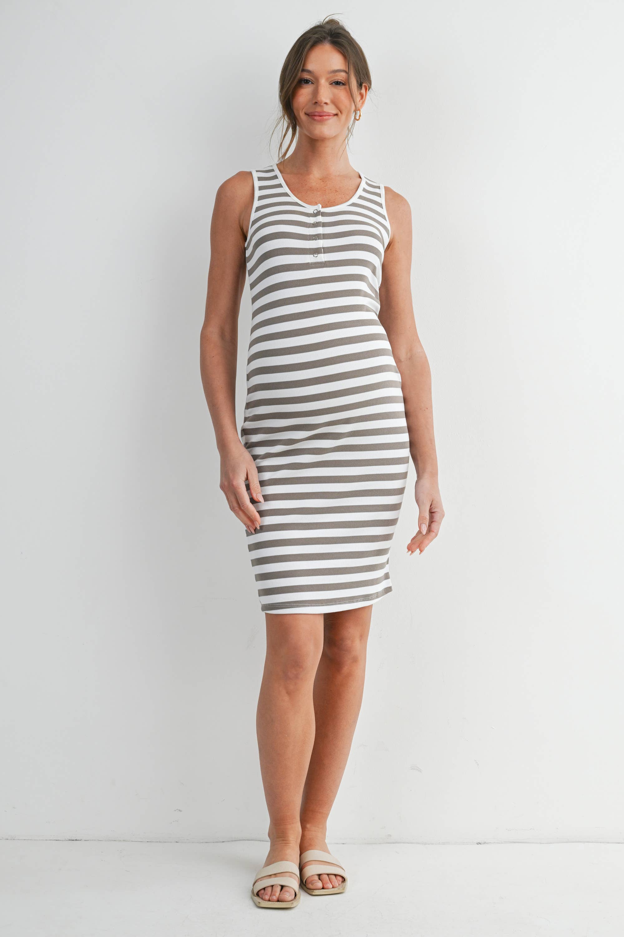 Larissa Tank Dress with Henley Neckline