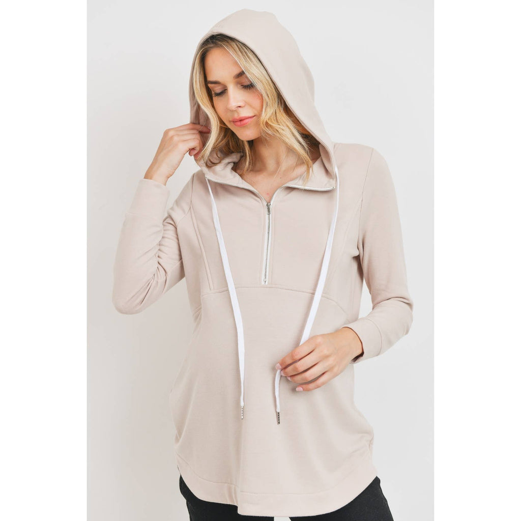 Terry Half-Zip Maternity & Nursing Hoodie