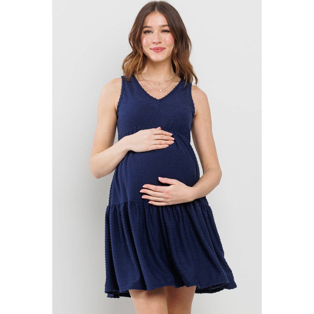 Sunday Ruffle Hem Mini Dress (Navy)