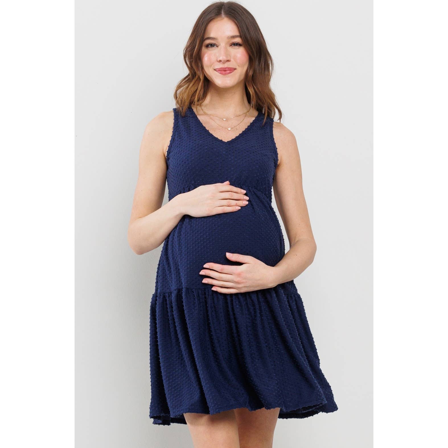 Sunday Ruffle Hem Mini Dress (Navy)