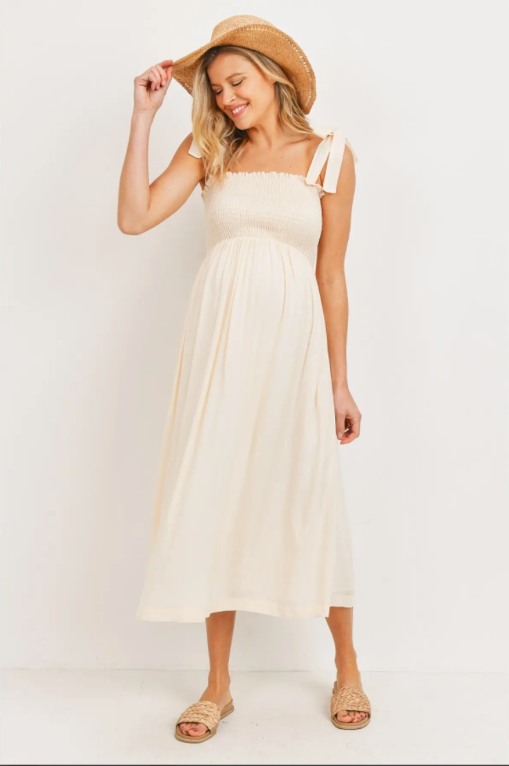 Shoulder Tie Midi Dress